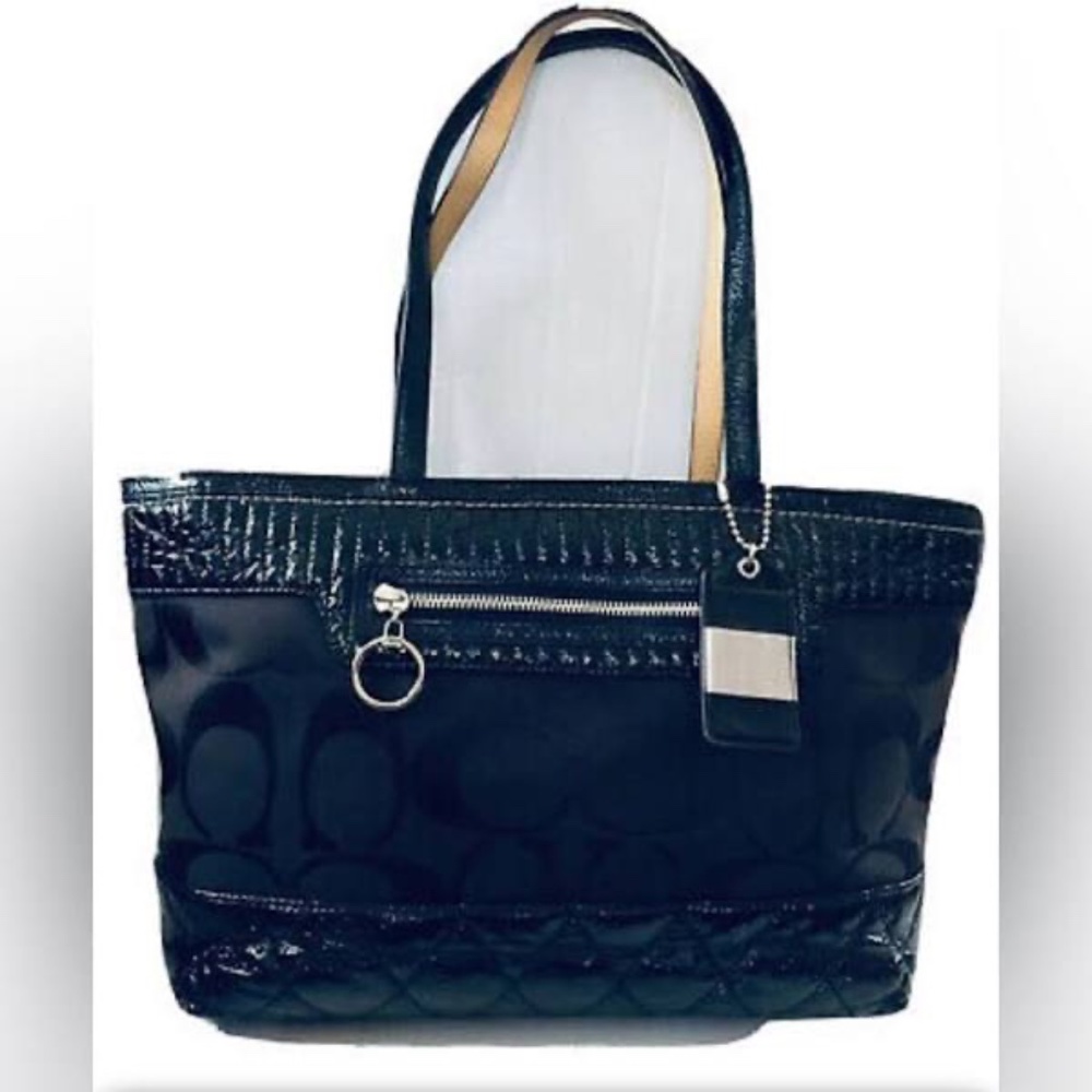 Coach Bags | Coach Vintage Poppy Signature Quilted Black Tote